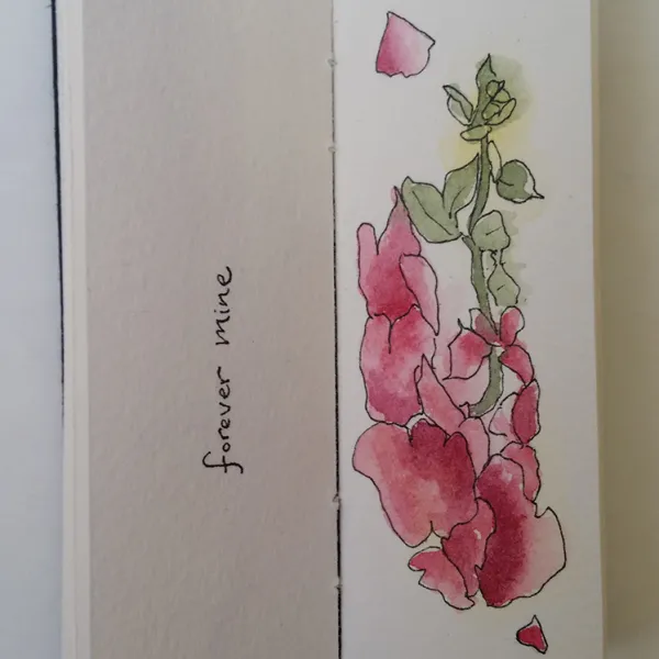 Sarah Borgen, artist book, watercolor, 4 x 1" closed
