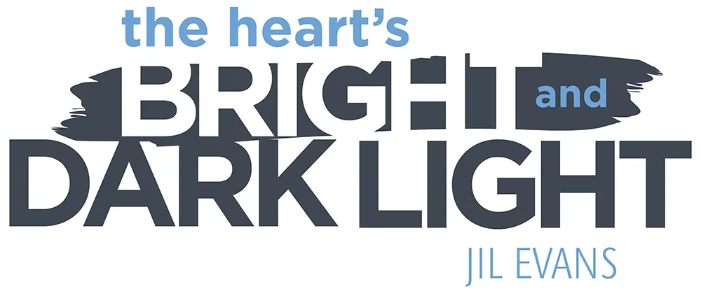 Jil Evans exhibition logo displaying title: "the heart's BRIGHT and DARK LIGHT