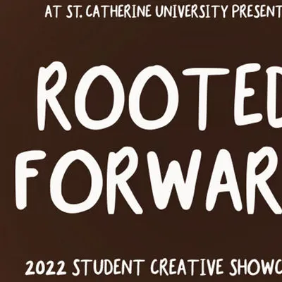 Rooted Forward Text, White Writing on Brown Background