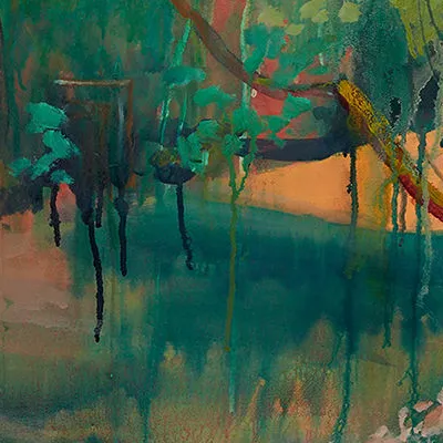 painting of a jungle in lush green colors
