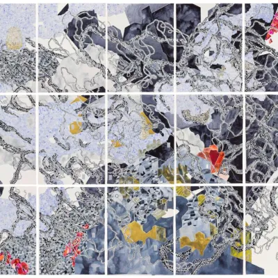 Large Mural created by smaller individual abstract drawings