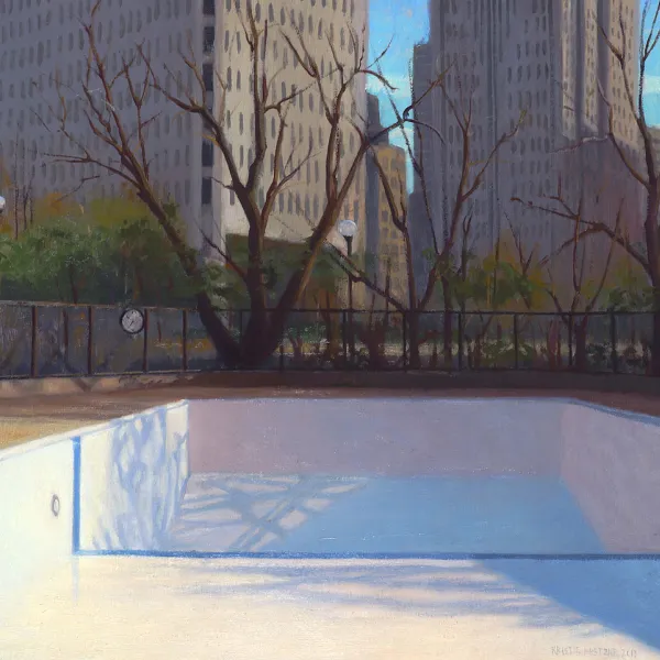 Poolscape 11 (The Towers, Minneapolis) 2013, oil on linen, 18 x 24”