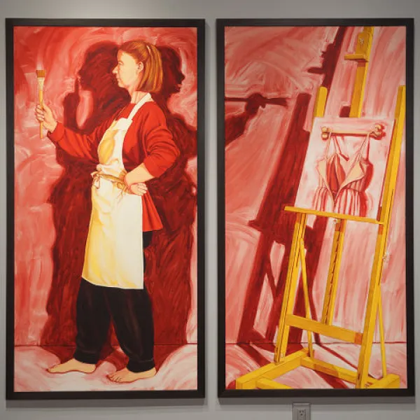 The ReVisioning 1996 – 1998, oil on board, 2 panels: 61.625” x 66”, both panels: 61.625” x 32”