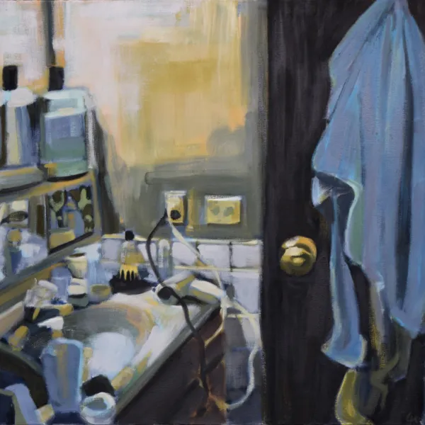 Cassi Henning A.M. Preparation Room, 2016, oil on canvas, 28 x 30"