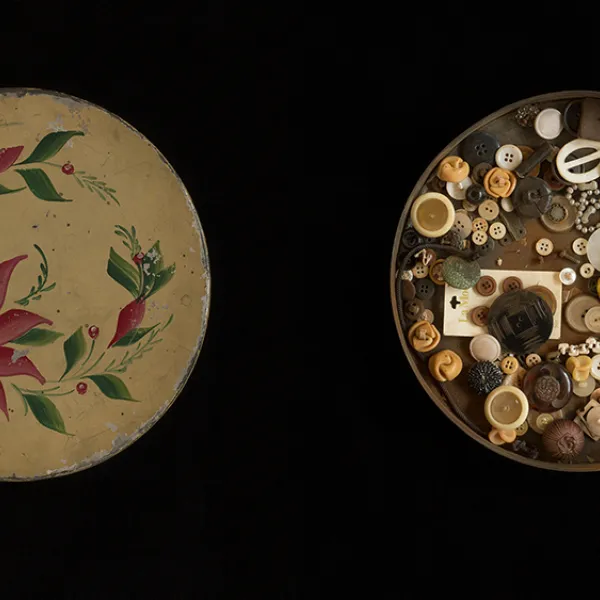 tin, buttons lenticular print, 16 x 15", 2015
