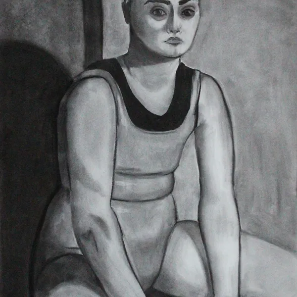 Frances Johnson Confrontation, 2020 | charcoal on paper, 30x22.5", NFS