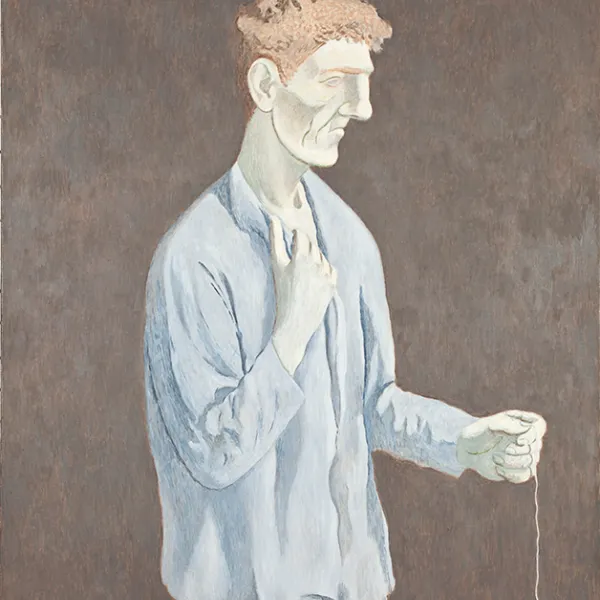 Man with String 1986, oil on canvas, 42 x 32", Courtesy of the Estate of David Byrd