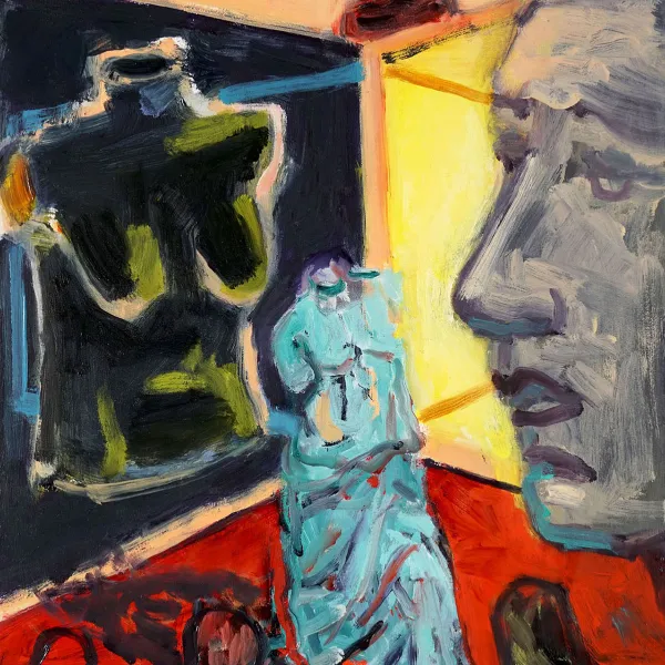 Justine Di Fiore "Paradigms and Shifts," oil on board, 10" x 8"