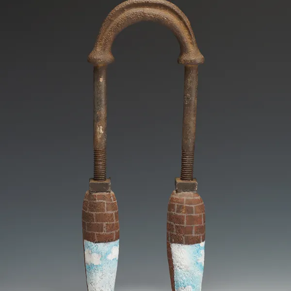 "Human Technology Searching II," c.1990s, ceramic & mixed media Indira Freitas Johnson