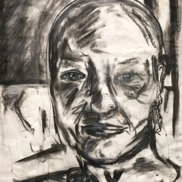 How Are You Healing, Susan Jane?, charcoal & white conté, 24 x 18"