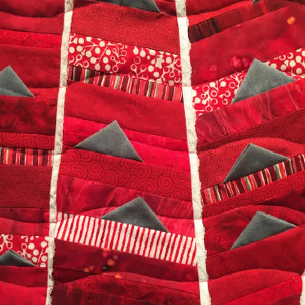 Kathy Michaelson Shark Week (detail), fabric & lace, 21 x 29.5"