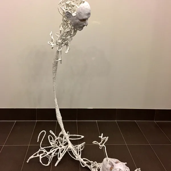 Jeremy Jones "A Disembodied Perspective," welded steel, plaster, fiberglass, polyester resin, paint & paper clay, 6’ H x 3’ W x 5’ D
