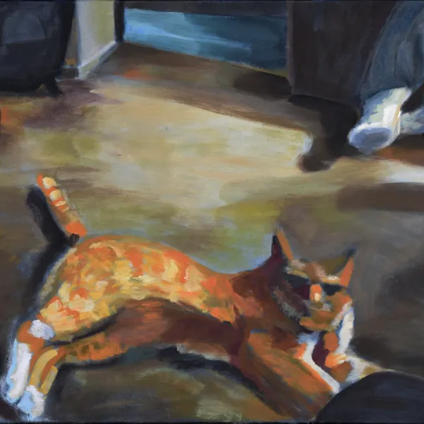 Cassi Henning Lady Lucy Relaxing in the Parlor, 2016, oil on canvas, 26 x 36"