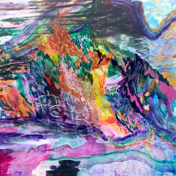 "Mudslide [California, Sierra Leone]," acrylic on panel, 36” x 48”