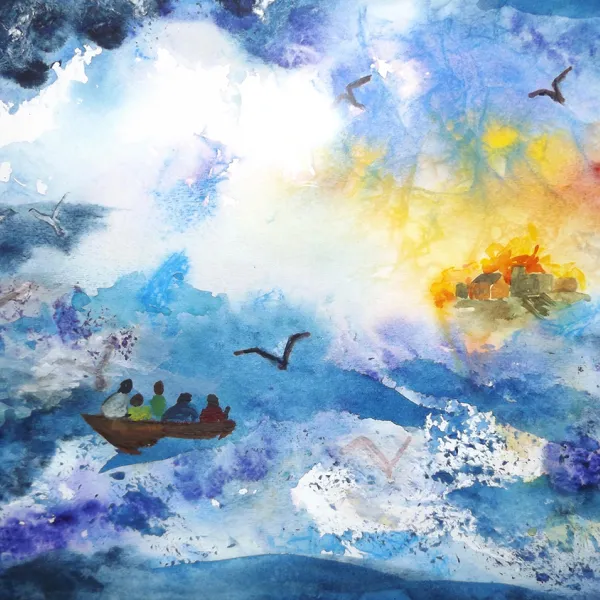 Ellen Lowery "One People, One Planet," watercolor, 10” x 14”