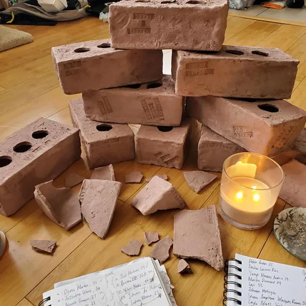 Hayden Minh "Fierce Femmes," clay, each brick is 9” x 4” x 3”