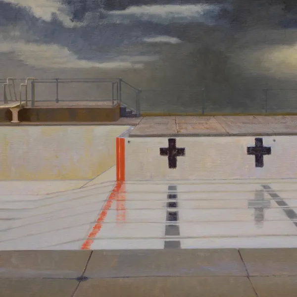 Poolscape 13 (Storm Coming) 2016, oil on linen, 24 x 36”