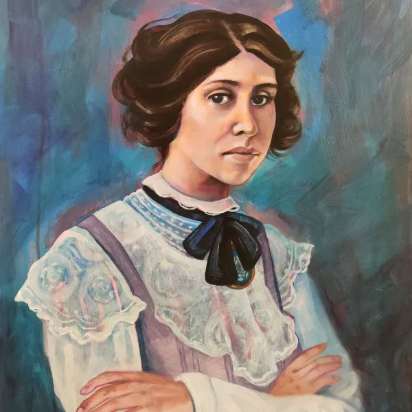 Leslie Barlow, Nellie Griswold Francis, 2020 | oil on panel, 20x16” Portrait of Nellie Griswold Francis.