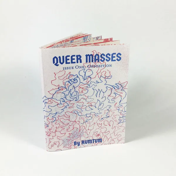 "Queer Masses Issue 1: Opposition," artist book, 3.5" wide x 5" high x 0.25 deep, 11" long when expanded