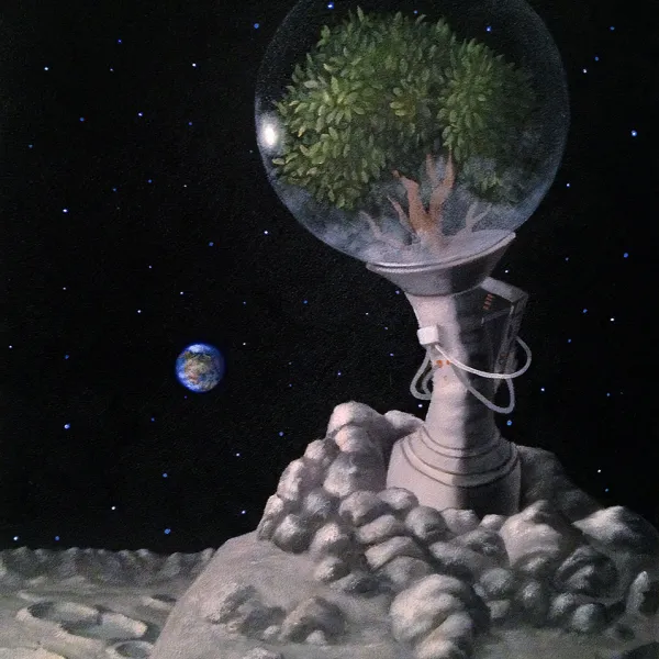 Chris Rackley "Treesuit," oil on panel, 14” x 11”