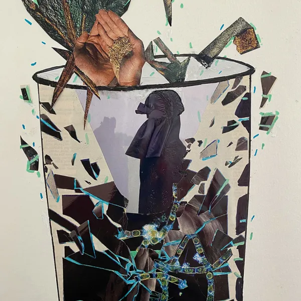 Judith Sarah Rae "Vessel," collage, 11" x 7.5"