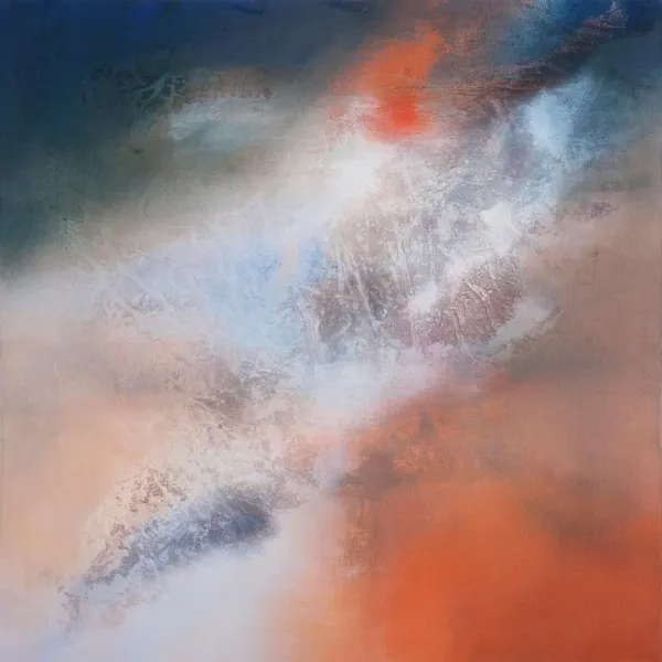 River, River No. I., 2016, acrylic, collected river water & sediment on canvas, 36 x 36"