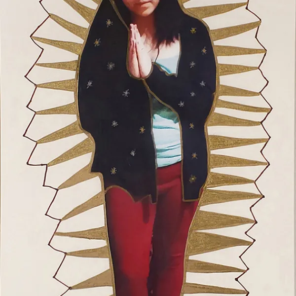 Suzanne Runte "Our Lady of Guadalupe, Now!," mixed media, 25.75" x 13.75" x 1.25"