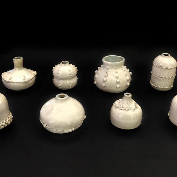 Alex Sanchez Child of Oceans, 2019 | ceramic pots ranging from 3x3x3” to 4.5x4.5x4.5”, $280