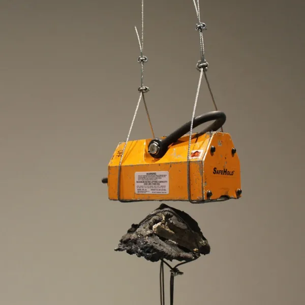 Self-Portrait, 2014, cast steel, concrete, magnet, found objects, size variable