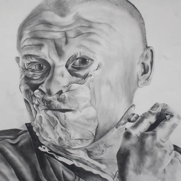 Shaving: After Heikki Leis, 2014, graphite on paper, 30 x 22.5"