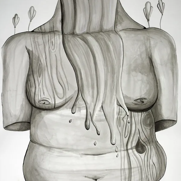 Sydney Ockenga "Disconnected" (bottom detail), ink on paper, 20" x 16"