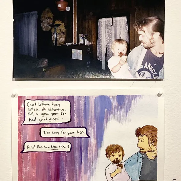 Sydney Ockenga "Hey Dad, it's Syd," (detail), photo, watercolor, gouache, 4" x 6’’ each | NFS Sydney Ockenga "Hey Dad, it's Syd," (detail), photo, watercolor, gouache, 4" x 6’’ each | NFS