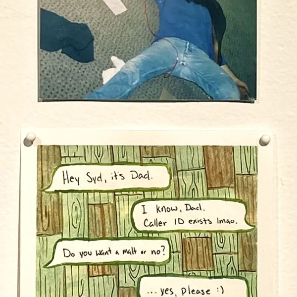 Sydney Ockenga "Hey Dad, it's Syd," (detail), photo, watercolor, gouache, 4" x 6’’ each | NFS