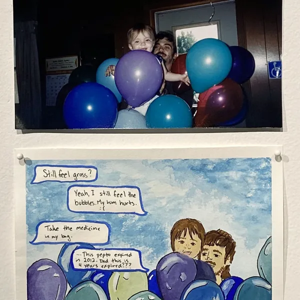 Sydney Ockenga "Hey Dad, it's Syd," (detail), photo, watercolor, gouache, 4" x 6’’ each | NFS Sydney Ockenga "Hey Dad, it's Syd," (detail), photo, watercolor, gouache, 4" x 6’’ each | NFS