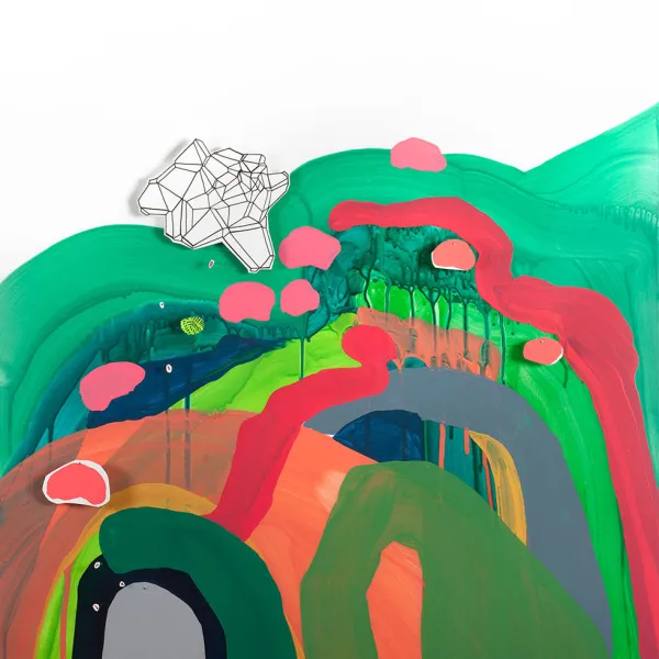 Lyz Wendland "All That Glitters, Part 1," acrylic, gouache, duralar, paper, 20" x 26" x 1"