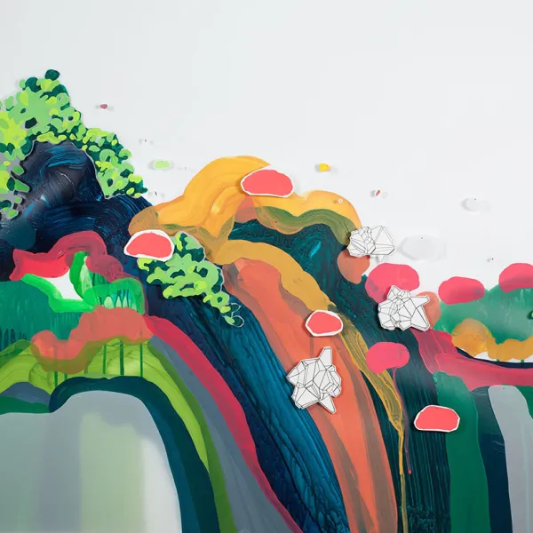 Lyz Wendland "All That Glitters, Part 3," acrylic, gouache, duralar, paper, 30" x 40" x 1"