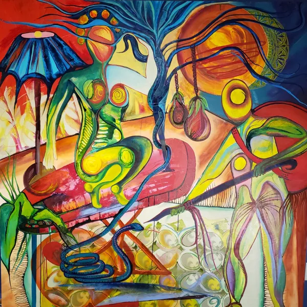 "Surf and Turf," acrylic on canvas, 60” x 60”