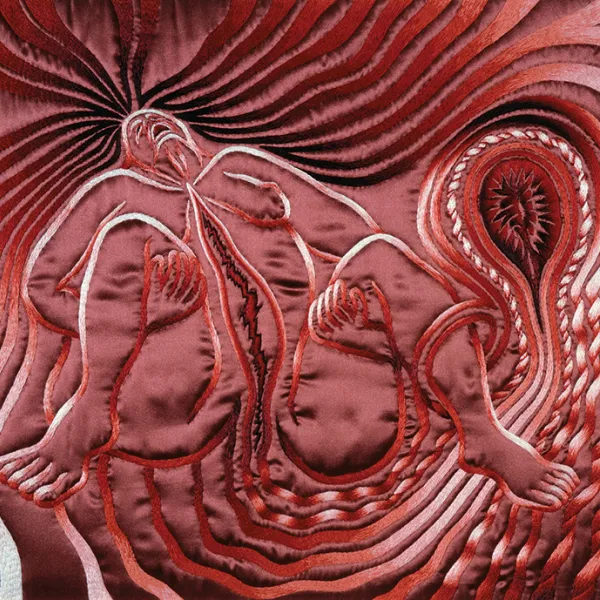 Birth Tear E2, 1982 Judy Chicago, embroidery (needleworker: Jane Gaddie Thompson), 14.5 x 22” Courtesy: Through the Flower ©Judy Chicago