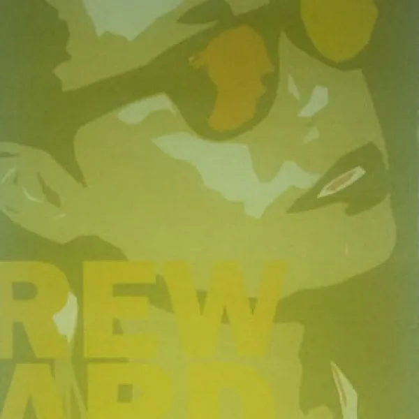 Lavina Branscomb, Courageous Intersections 1, 2016, digital print on paper, 22 x 17" Olive green silhouette of a Black woman with the word "REWARDING" across the picture.