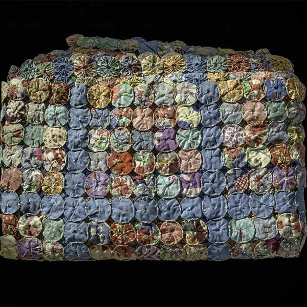 Anna’s handmade blue circle quilt archival pigment inkjet print, 24 x 29”, 2019