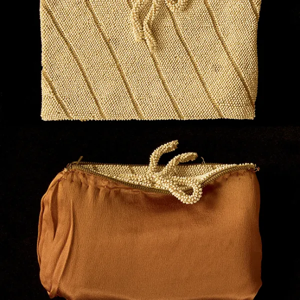 Anna’s handmade white beaded bag, copper lining archival pigment inkjet print, 17 x 11”, 2016
