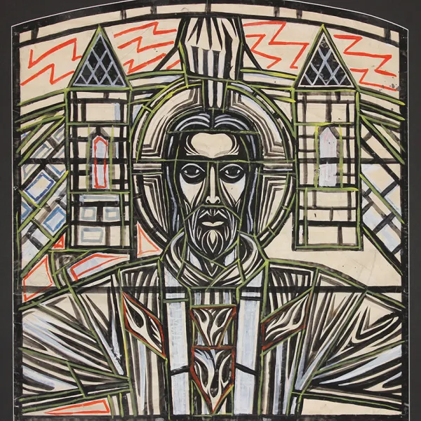 tempera on paper, 1939, full size cartoon for one section of the rose window, St. Paulinus Church, Clairton, Pennsylvania