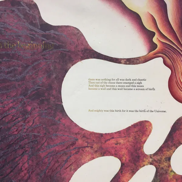 Creation Scroll, color trial proof - section one Judy Chicago, 1981-1983, lithograph, gold leaf and Prismacolor on handmade paper, 31.5 x 93.5", Courtesy: Through the Flower ©Judy Chicago