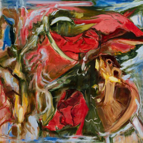 Heart Bright Dark 1 Colorful abstract painting - 2018, oil on canvas, 30 x 32"