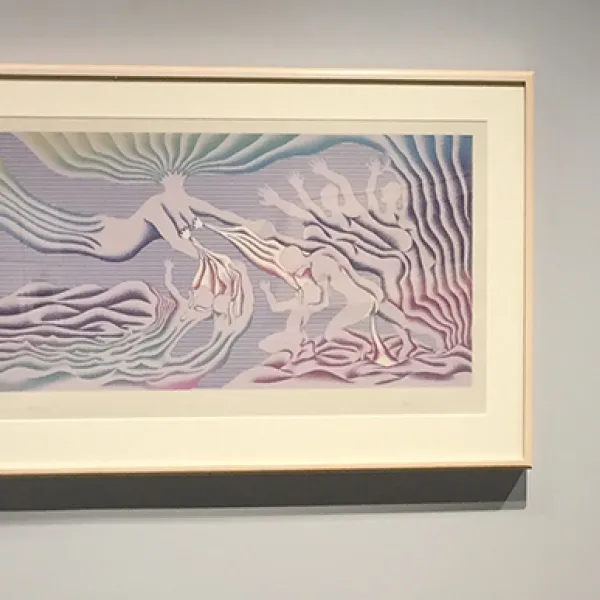 Guided By The Goddess 55/75 Judy Chicago, 1985, silkscreen, 34 x 44”, Courtesy: Through the Flower ©Judy Chicago