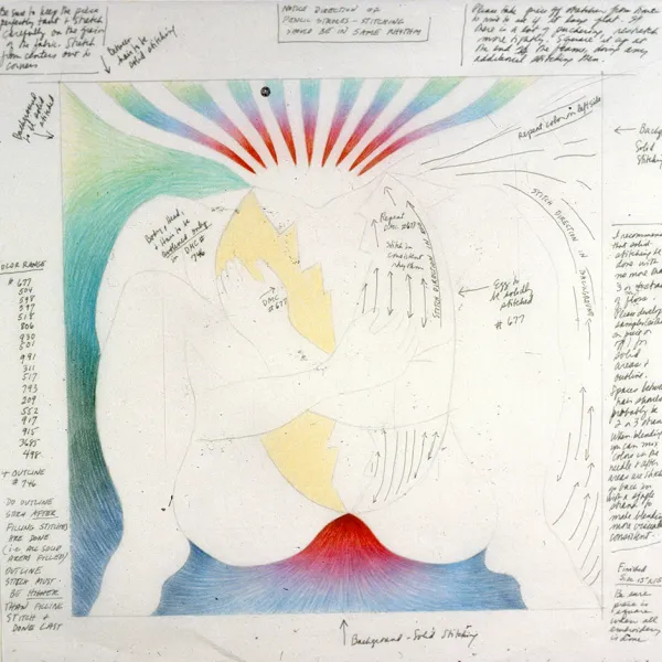 Color Study for Hatching The Universal Egg E3 Judy Chicago, 1982, 18 x 19”, Courtesy: St. Catherine University's Fine Art Collection