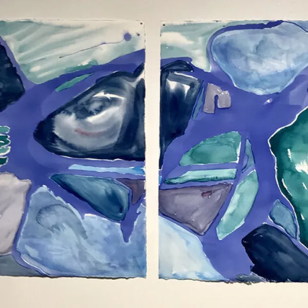 Exploration I (left), Exploration II (right), watercolor, 22.5 x 15", 2019