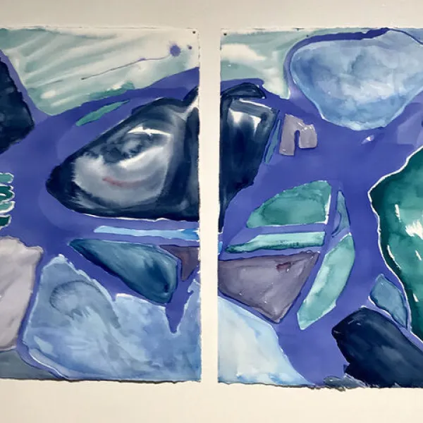 JeriLyn Reinhardt Exploration I (left), Exploration II (right), watercolor, 22.5 x 15", 2019