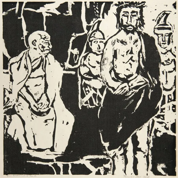 Jesus Condemned to Death Patrick O’ Hare, FSCH (Irish Christian Brothers), serigraph, circa 1956, St. Catherine University Permanent Collection (Accession No. 2013.0.441)