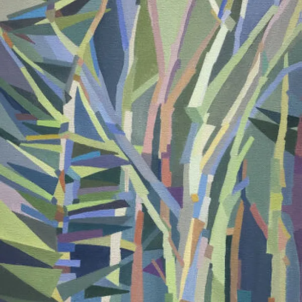 Kristen Palm Forest Fragments, acrylic on canvas, 20 x 15" , 2019